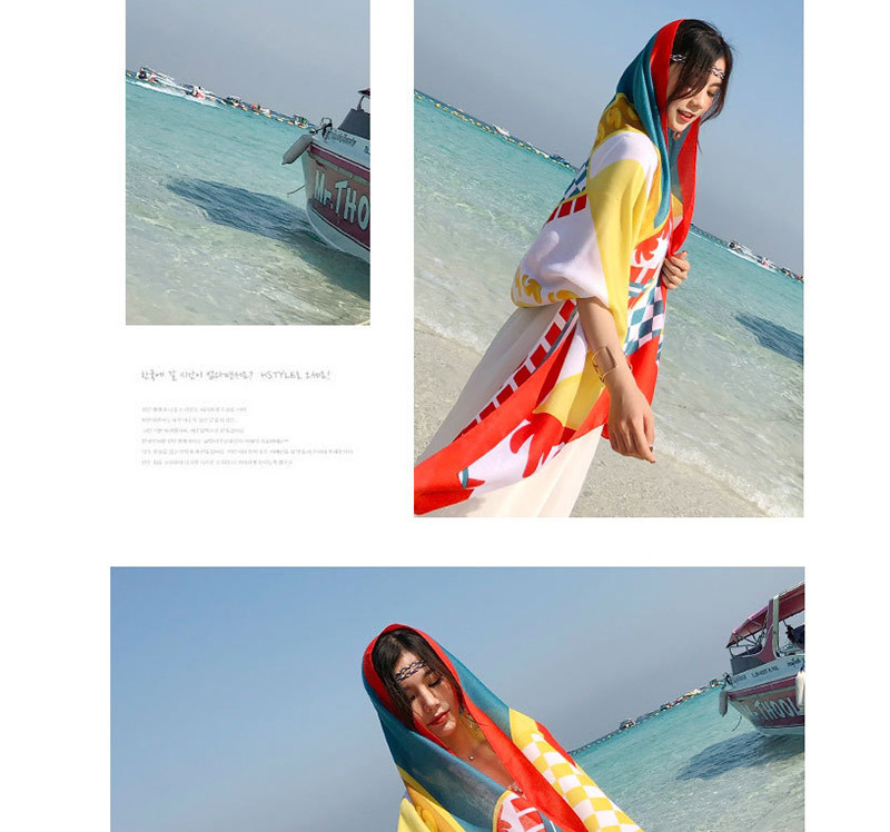 Fashion Multi-color Square Shape Pattern Decorated Dual-use Scarf,Cover-Ups