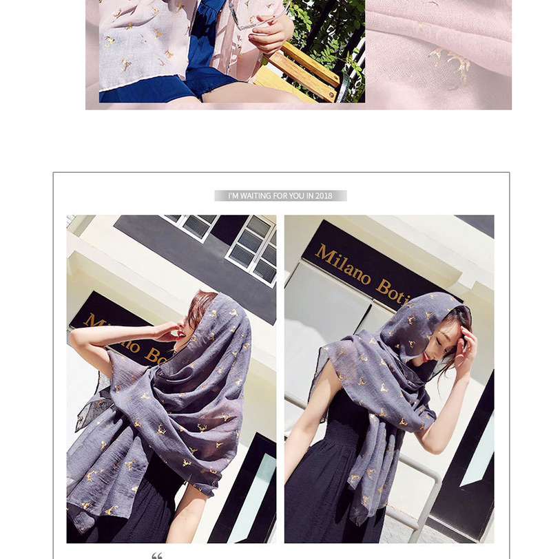 Fashion Dark Gray Antler Pattern Decorated Dual-use Scarf,Cover-Ups