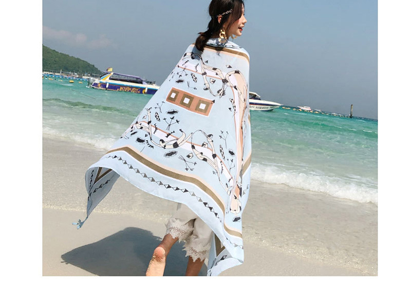 Fashion Multi-color Geometric Shape Pattern Decorated Scarf,Cover-Ups