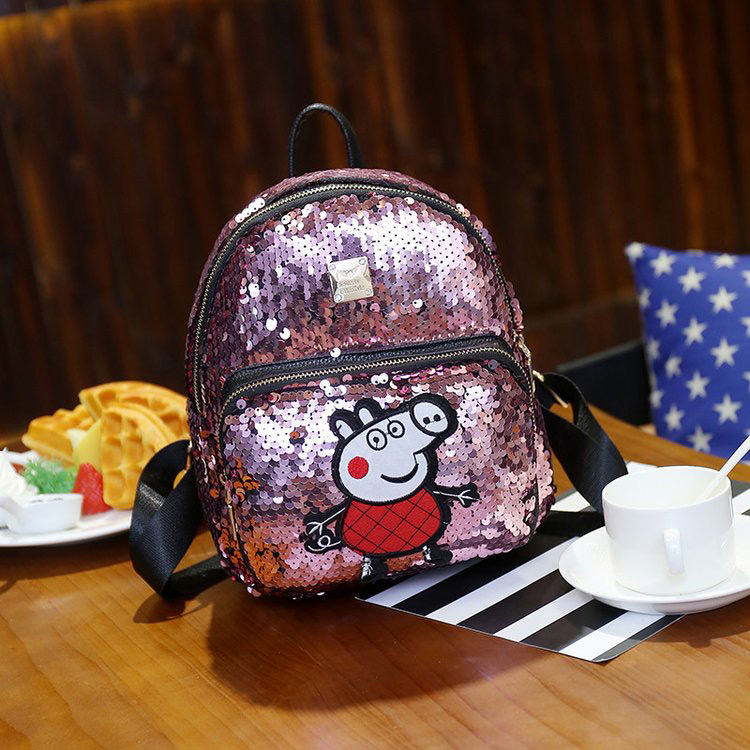 Lovely Multi-color Peppa Pig Pattern Decorated Backpack,Backpack
