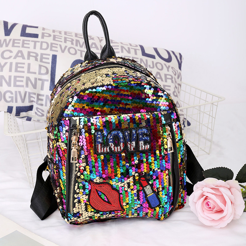 Lovely Black Lipstick Pattern Decorated Backpack,Backpack