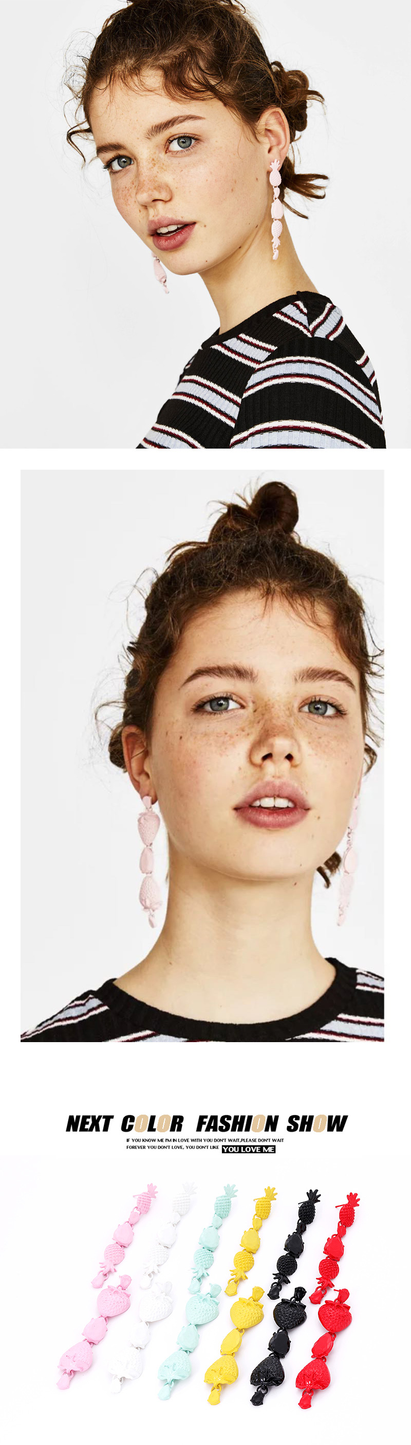 Fashion Black Strawberry Shape Decorated Earrings,Drop Earrings