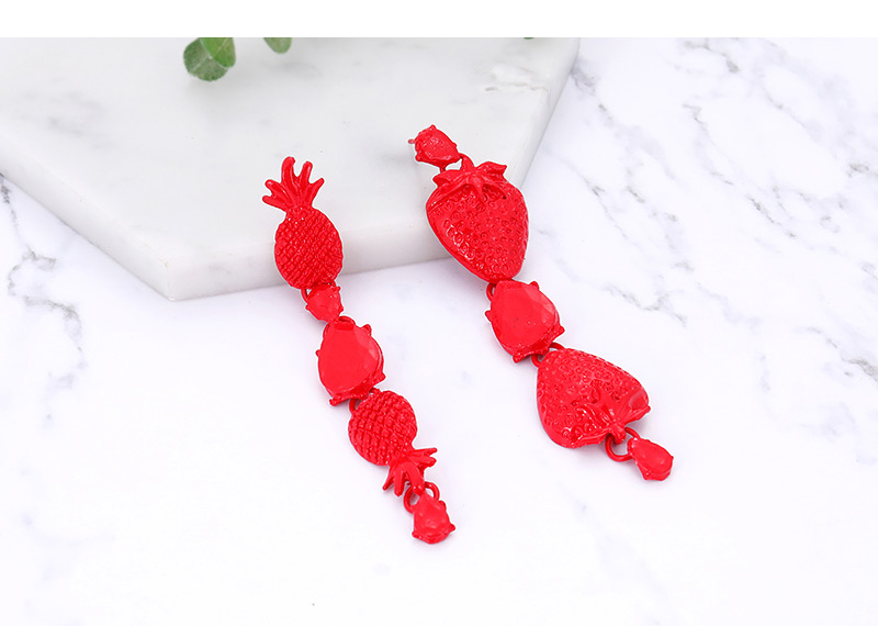 Fashion Red Strawberry Shape Decorated Earrings,Drop Earrings