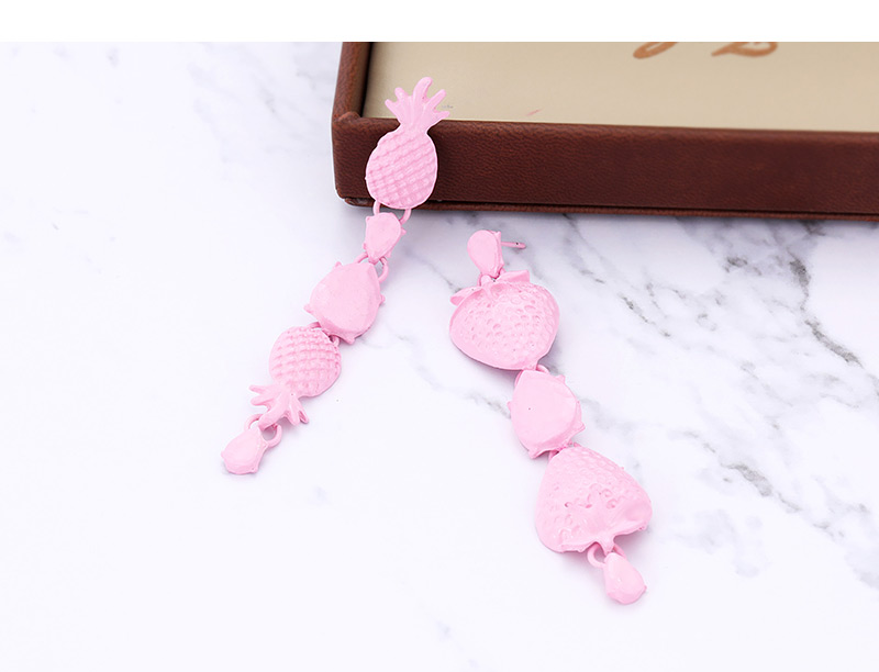 Fashion Pink Strawberry Shape Decorated Earrings,Drop Earrings