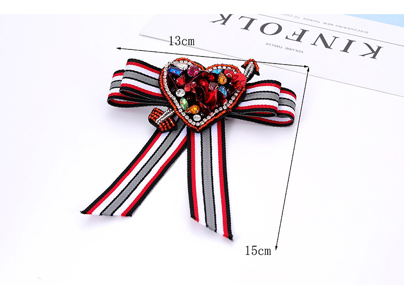Elegant Red Heart Shape Decorated Bowknot Brooch,Korean Brooches