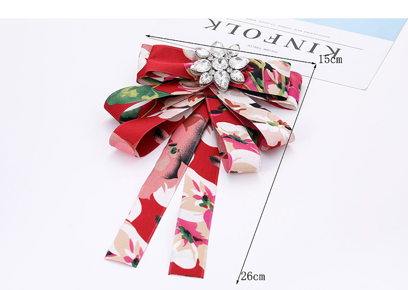 Elegant Red Flower Pattern Decorated Bowknot Brooch,Korean Brooches
