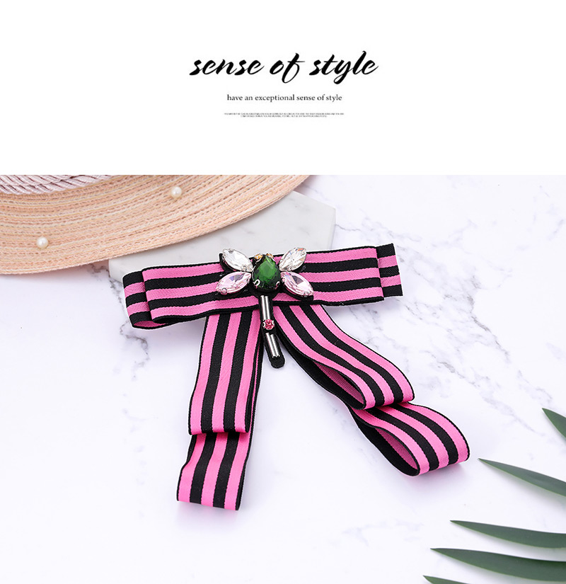 Elegant Pink Dragonfly Decorated Bowknot Brooch,Korean Brooches