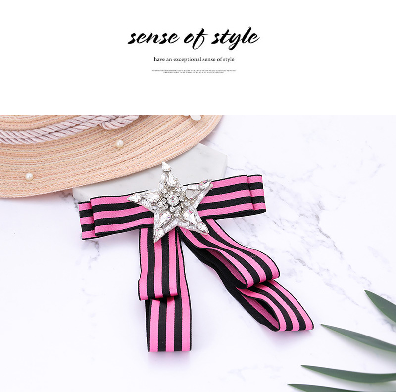 Elegant Pink Star Shape Decorated Bowknot Brooch,Korean Brooches