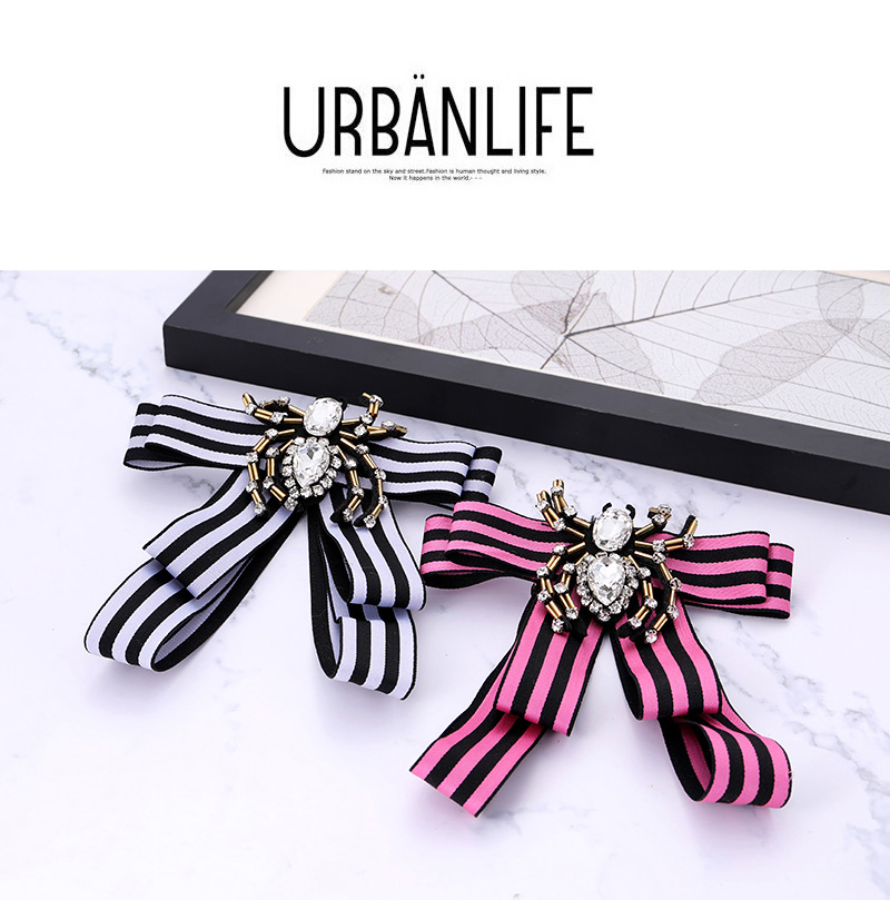 Elegant Pink Spider Decorated Bowknot Brooch,Korean Brooches