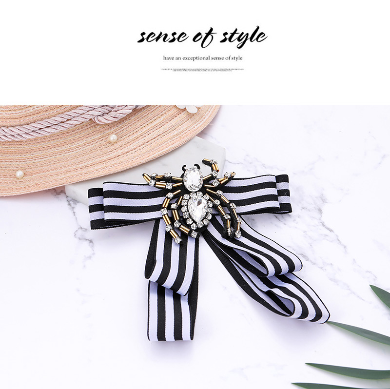 Elegant White Spider Decorated Bowknot Brooch,Korean Brooches