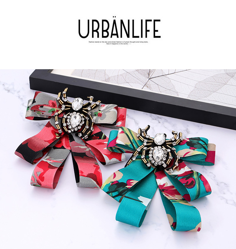 Elegant Green Spider Decorated Bowknot Brooch,Korean Brooches