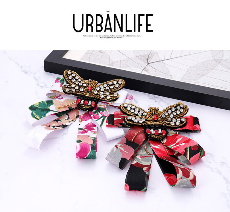 Elegant Red Bee Shape Decorated Bowknot Brooch,Korean Brooches