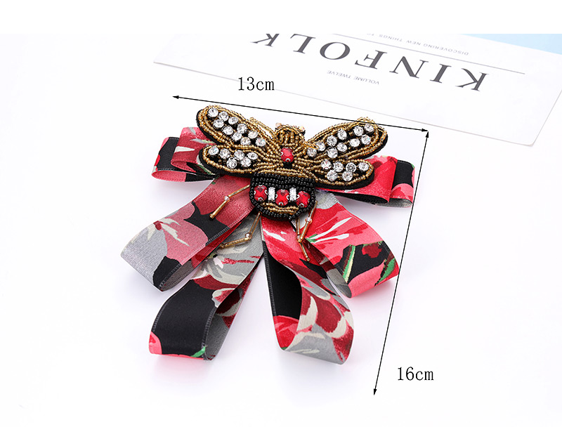 Elegant Red Bee Shape Decorated Bowknot Brooch,Korean Brooches