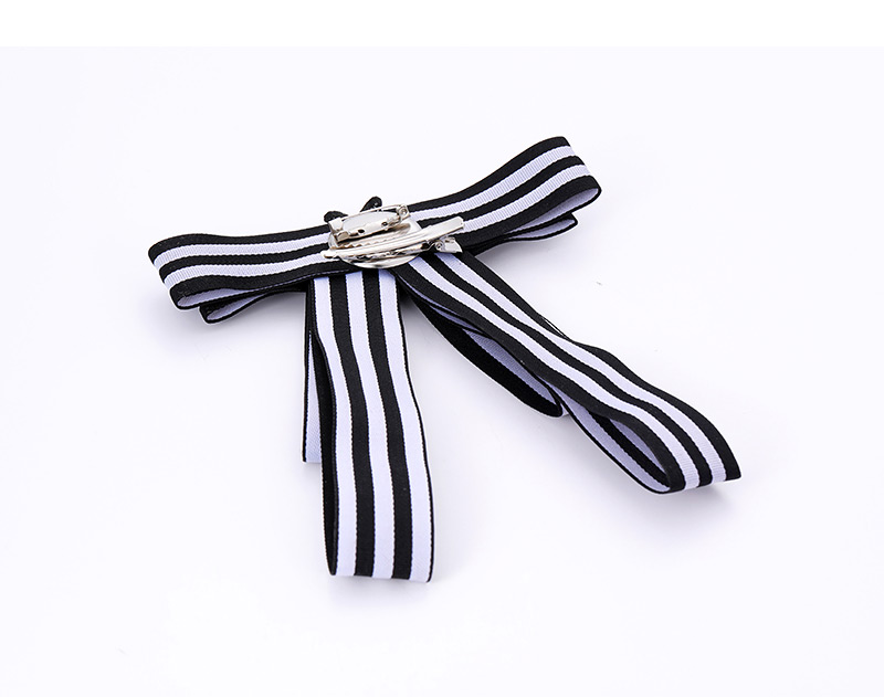 Elegant White Stripe Pattern Decorated Bowknot Brooch,Korean Brooches