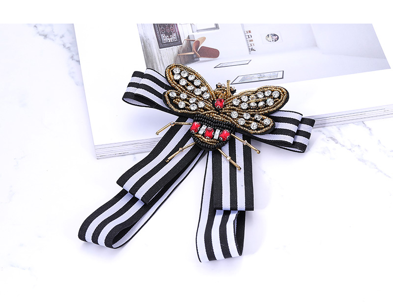 Elegant White Stripe Pattern Decorated Bowknot Brooch,Korean Brooches