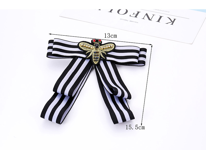 Elegant White Embroidered Bee Decorated Bowknot Brooch,Korean Brooches