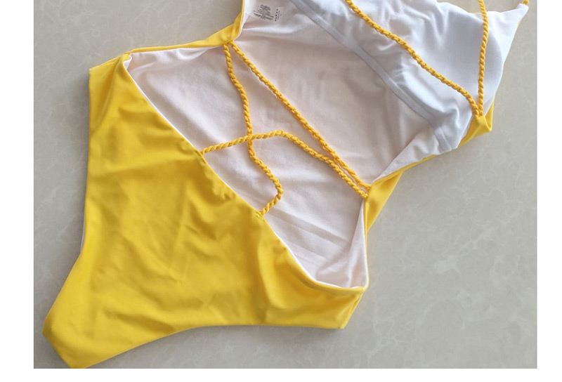 Fashion Yellow Pure Color Decorated Swimwear,One Pieces