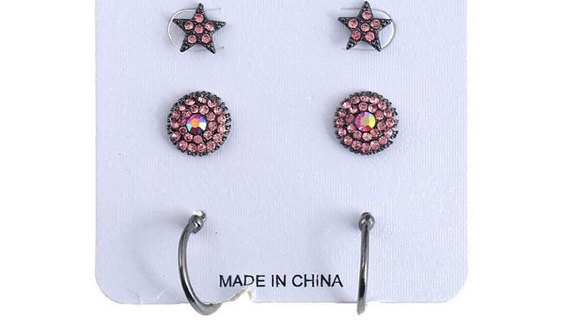 Fashion Pink Star Shape Decorated Earrings (6 Pcs ),Stud Earrings