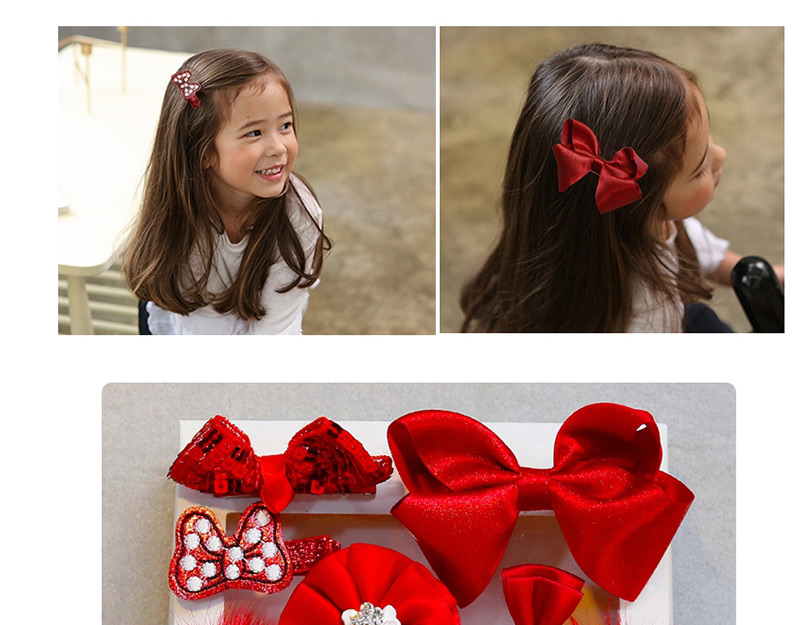 Fashion Red Bowknot&flower Shape Decorated Hair Clip (10 Pcs ),Kids Accessories