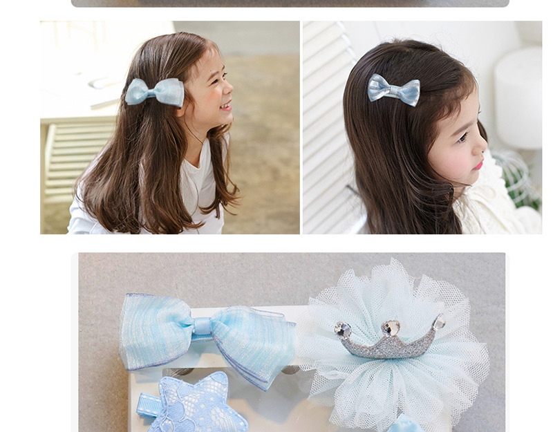Fashion Blue Flower&crown Shape Decorated Hair Clip (10 Pcs ),Kids Accessories