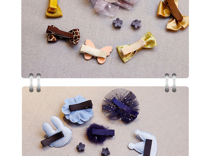 Fashion Blue Flower&crown Shape Decorated Hair Clip (10 Pcs ),Kids Accessories