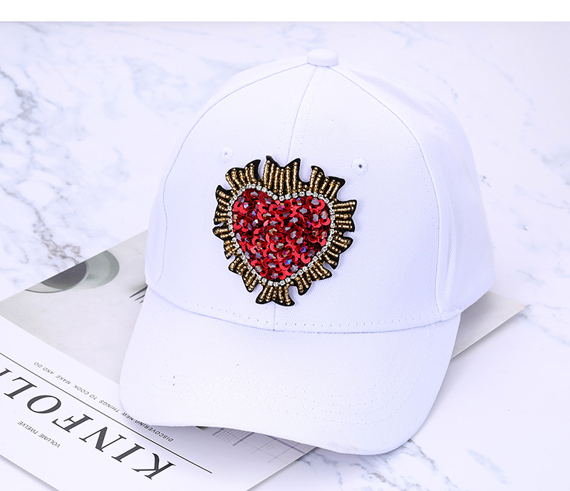 Fashion White Heart Shape Decorated Baseball Cap,Baseball Caps