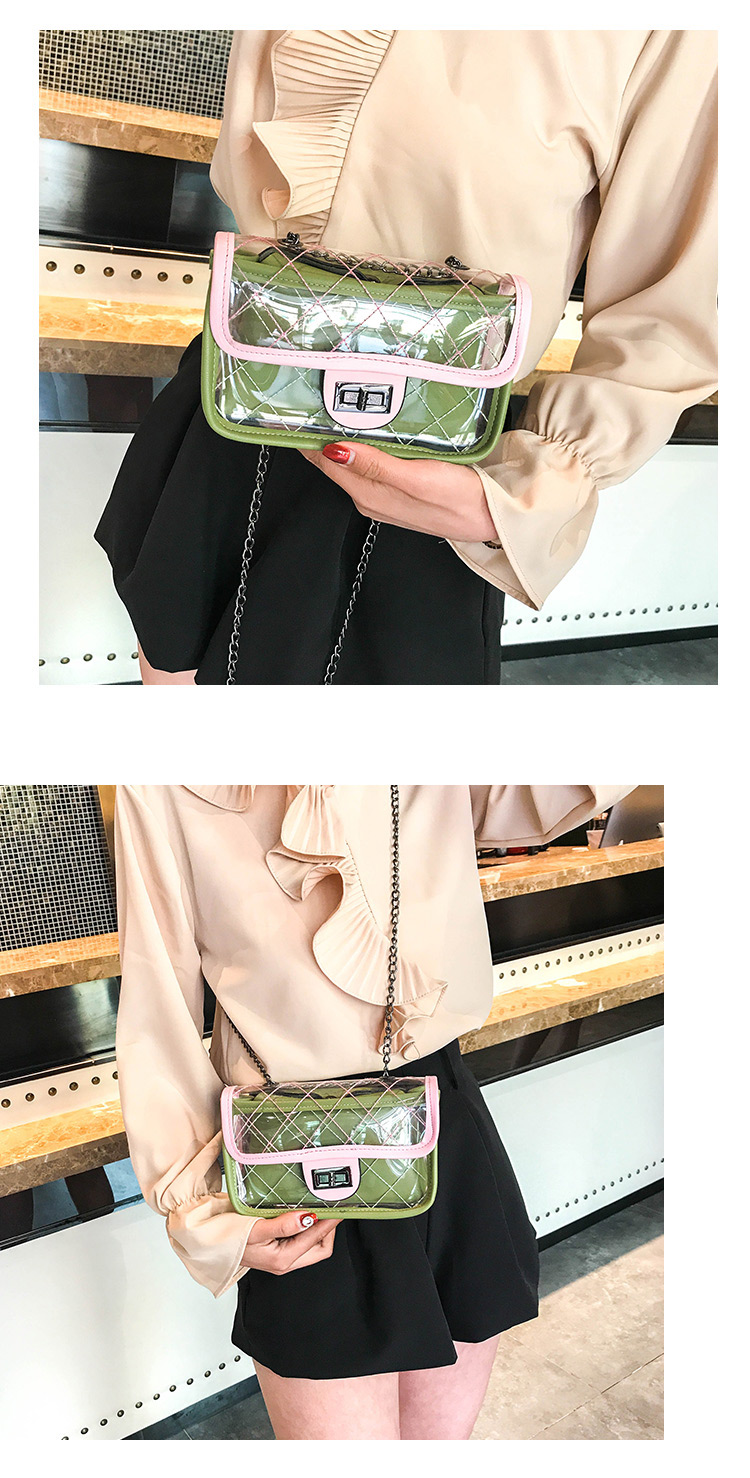 Fashion Green+pink Grid Pattern Decorated Shoulder Bag (2 Pcs ),Messenger bags