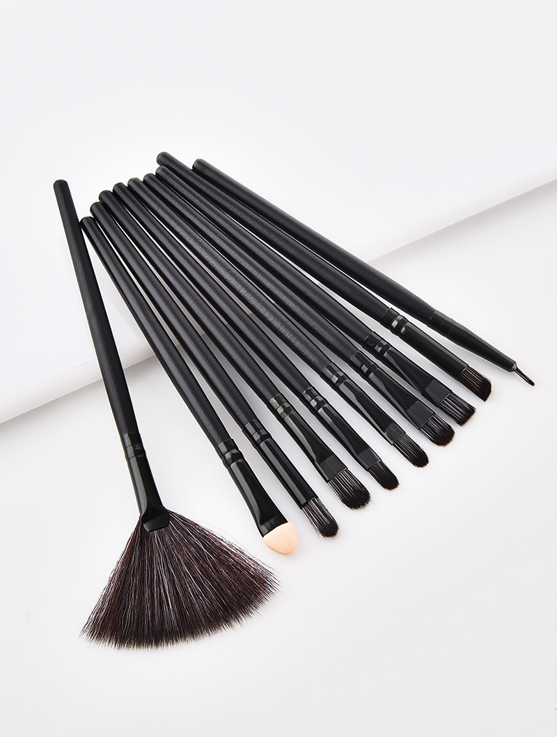 Fashion Black Sector Shape Decorated Makeup Brush (10 Pcs ),Beauty tools