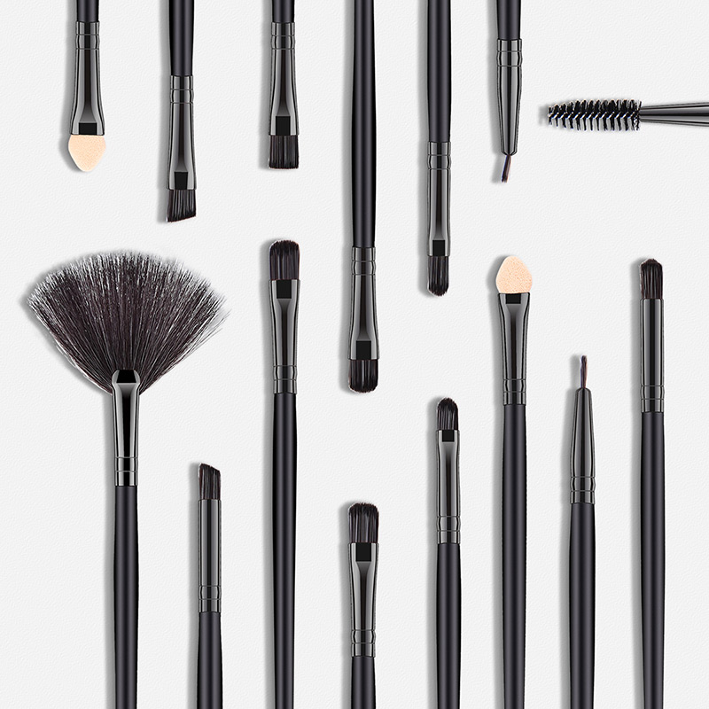 Fashion Black Sector Shape Decorated Makeup Brush (15 Pcs ),Beauty tools