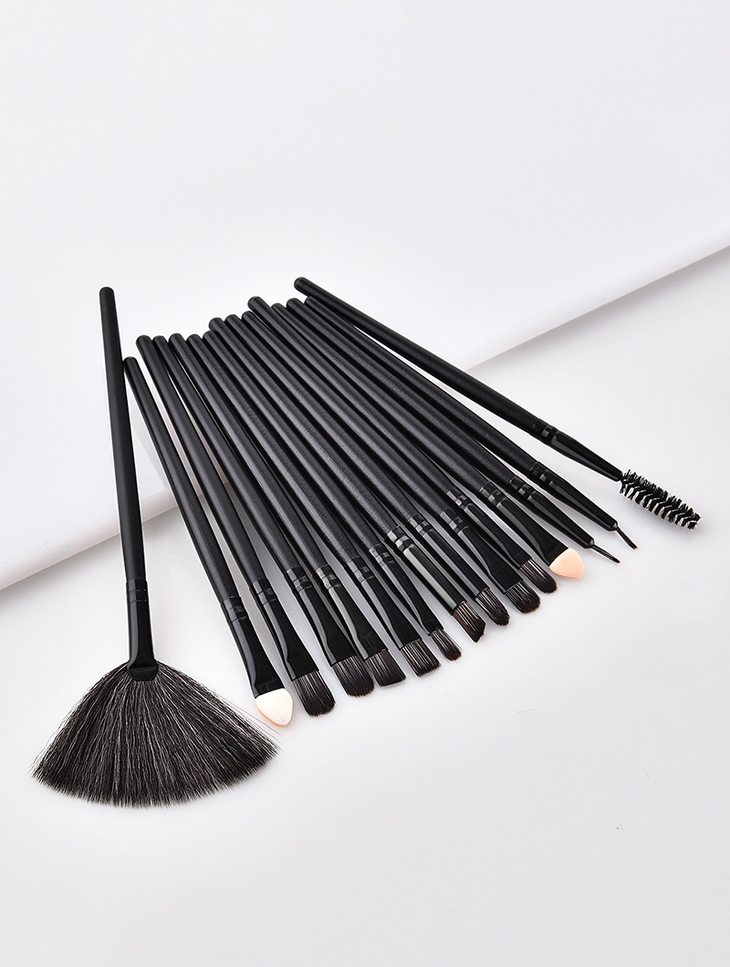 Fashion Black Sector Shape Decorated Makeup Brush (15 Pcs ),Beauty tools