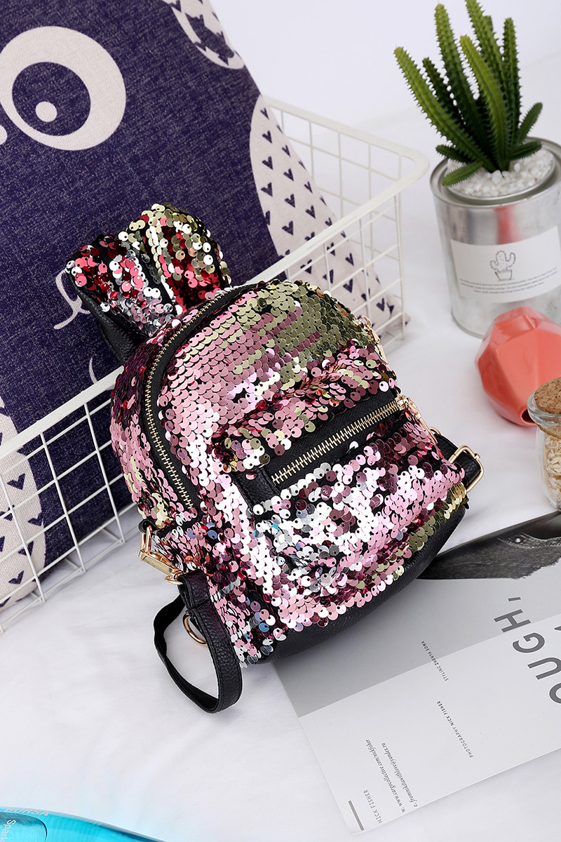 Fashion Gold Color Rabbit Shape Design Paillette Decorated Backpack,Backpack
