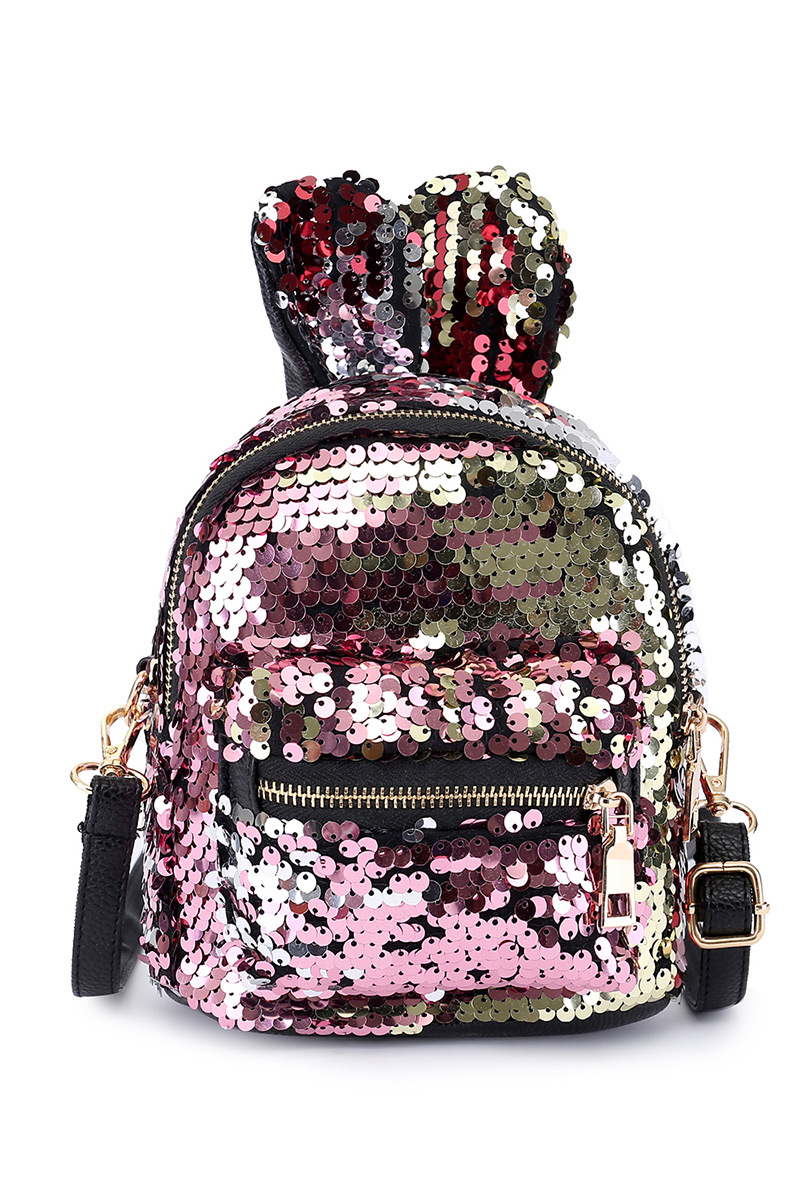 Fashion Gold Color Rabbit Shape Design Paillette Decorated Backpack,Backpack
