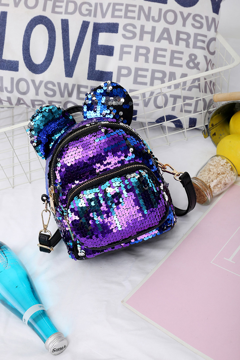 Fashion Gold Color Ear Decorated Paillette Backpack,Backpack