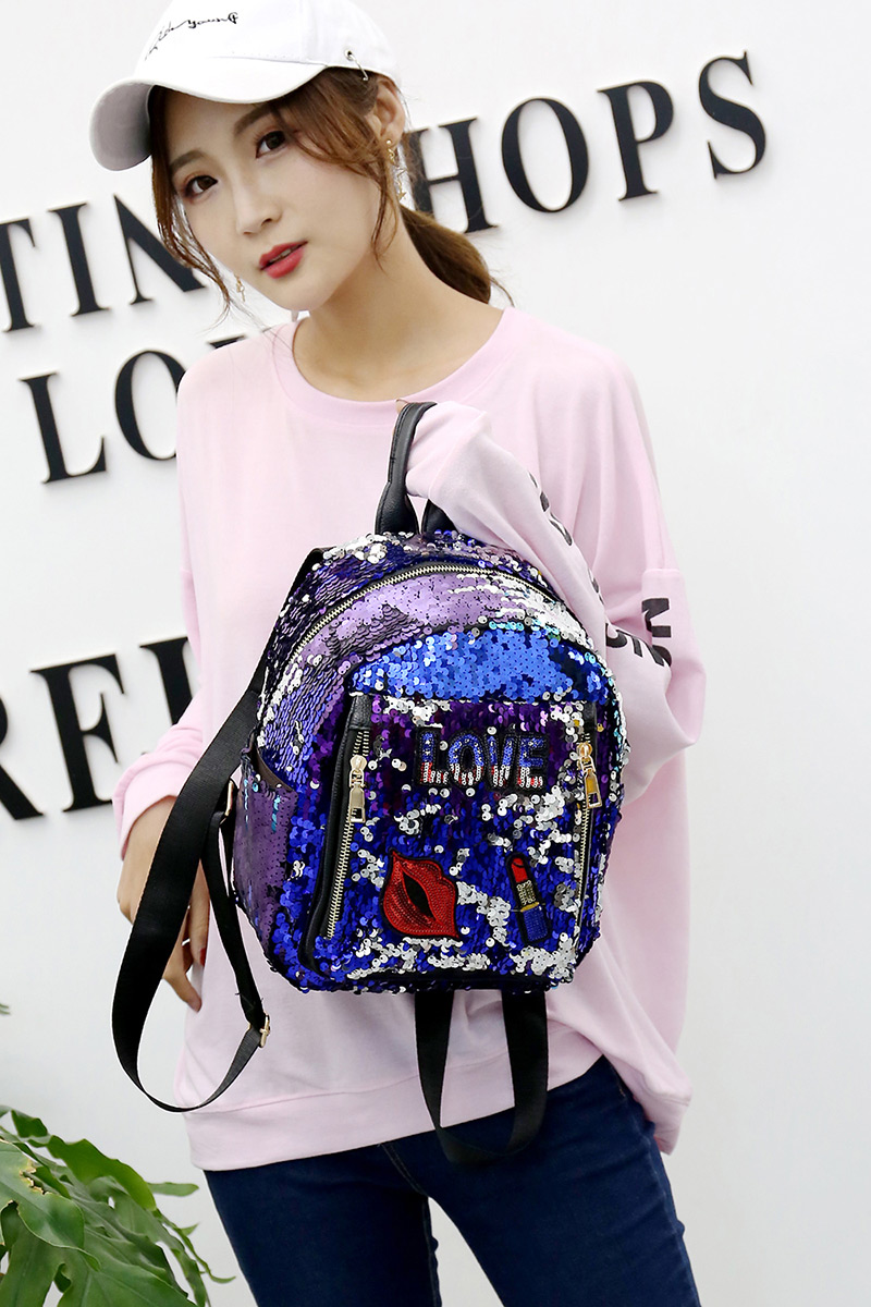 Fashion Blue Lips Pattern Decorated Backpack,Backpack