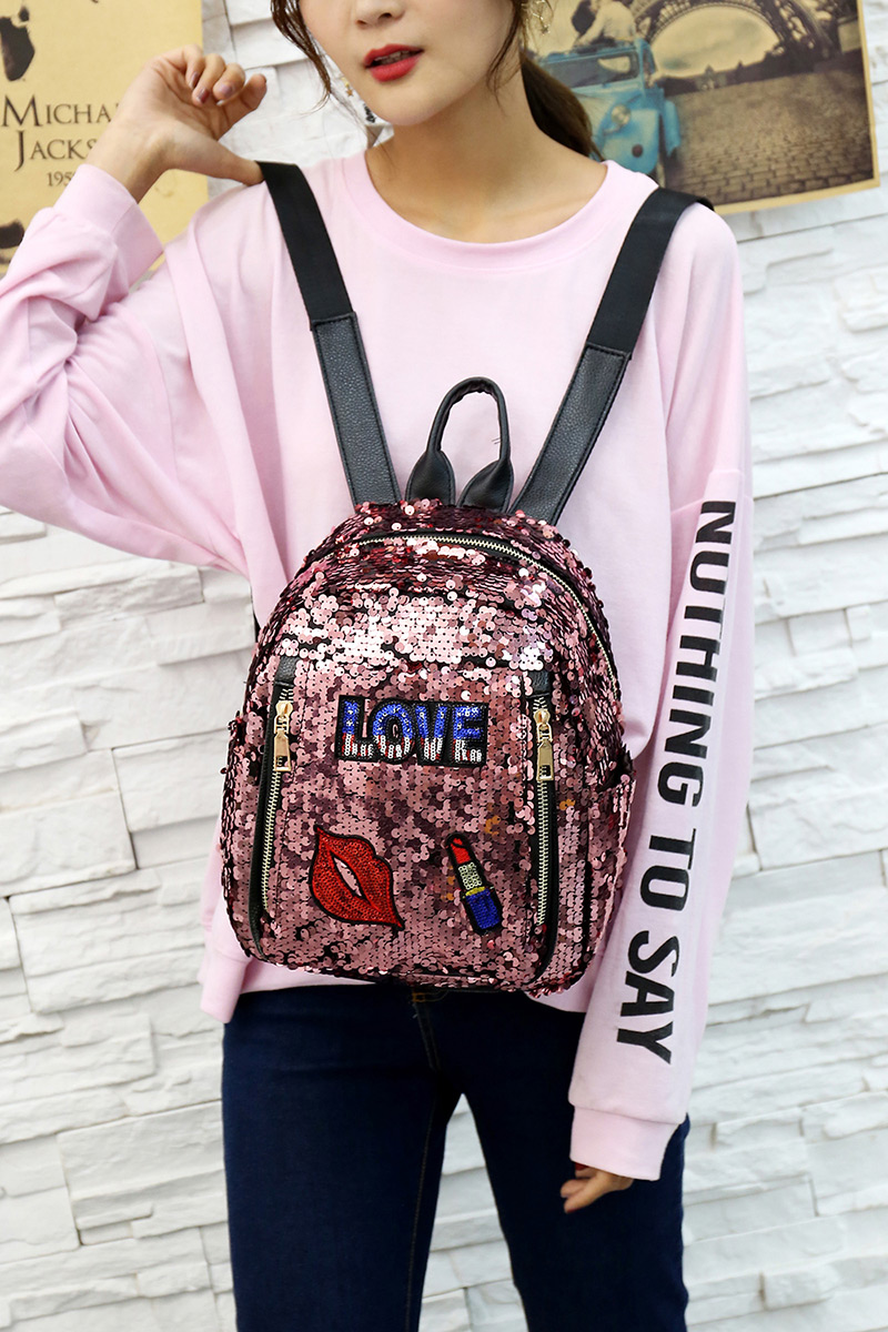 Fashion Black Lips Pattern Decorated Backpack,Backpack