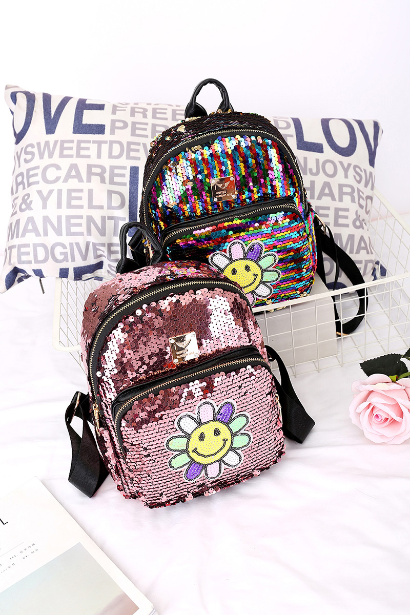 Fashion Black Flower Pattern Decorated Backpack,Backpack