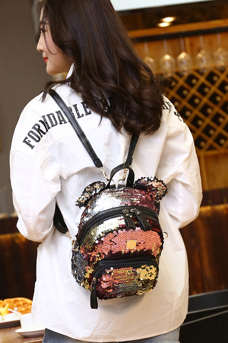 Fashion Silver Color Pure Color Decorated Paillette Backpack,Backpack