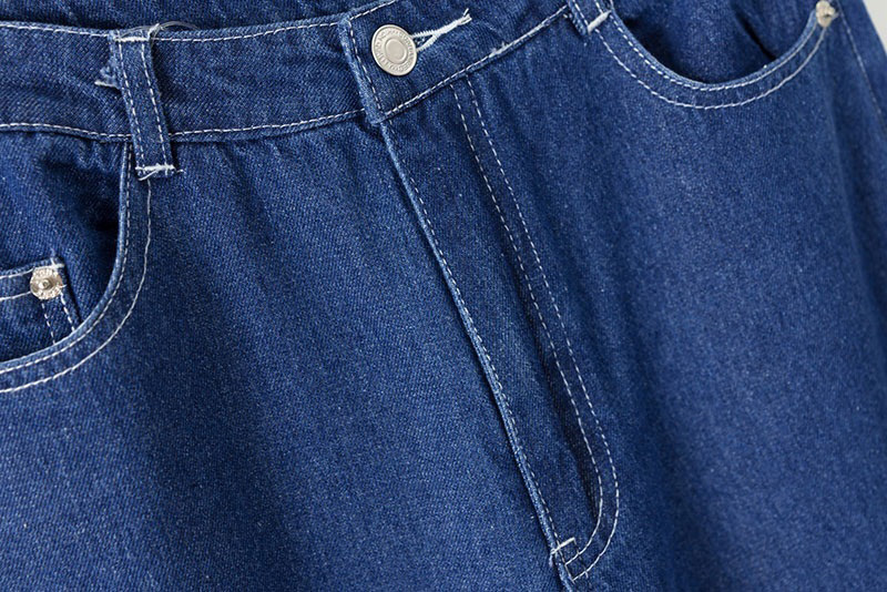 Fashion Blue Pure Color Decorated Pants,Pants