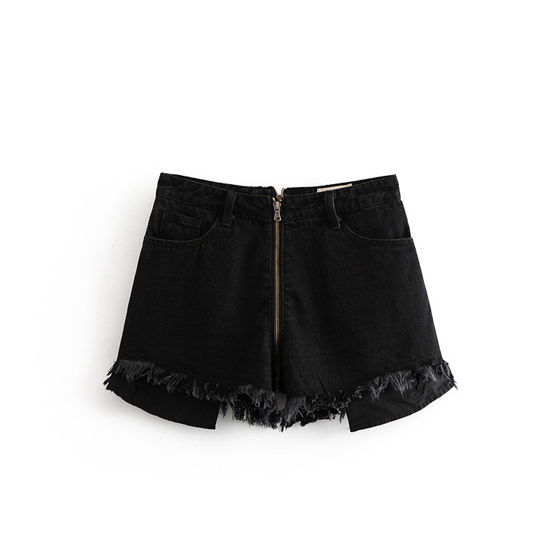 Fashion Black Pure Color Decorated Pants,Shorts