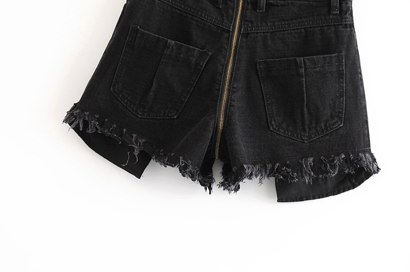 Fashion Black Pure Color Decorated Pants,Shorts