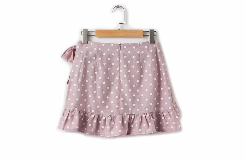 Fashion Pink Dots Pattern Decorated Skirt,Skirts