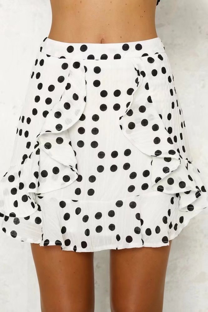 Fashion White Dots Pattern Decorated Skirt,Skirts