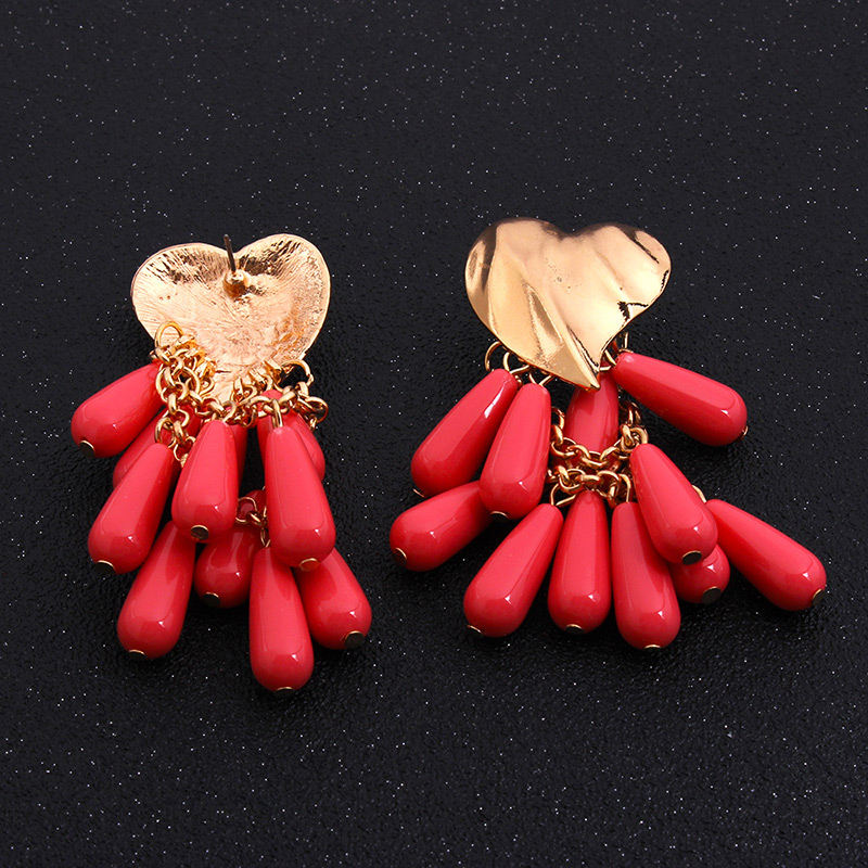 Fashion Beige Heart Shape Design Tassel Earrings,Drop Earrings