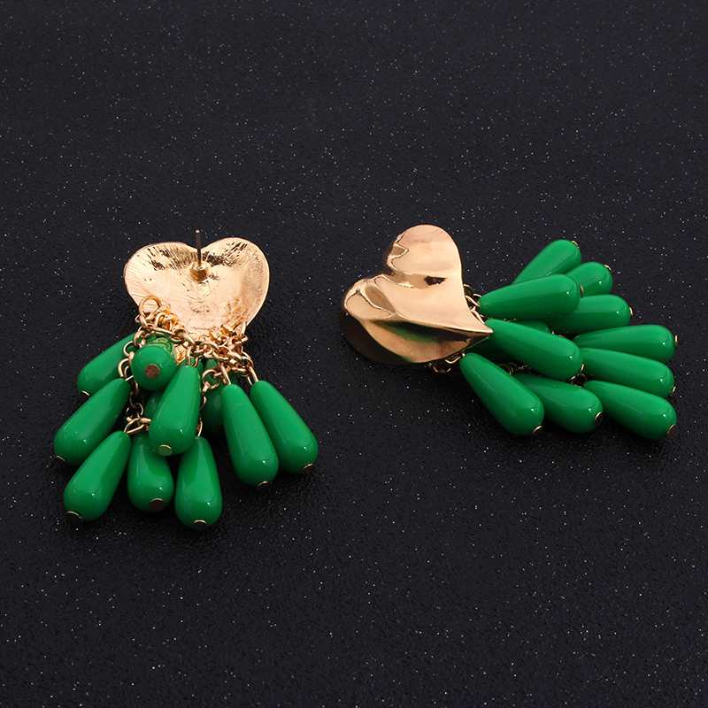 Fashion Beige Heart Shape Design Tassel Earrings,Drop Earrings
