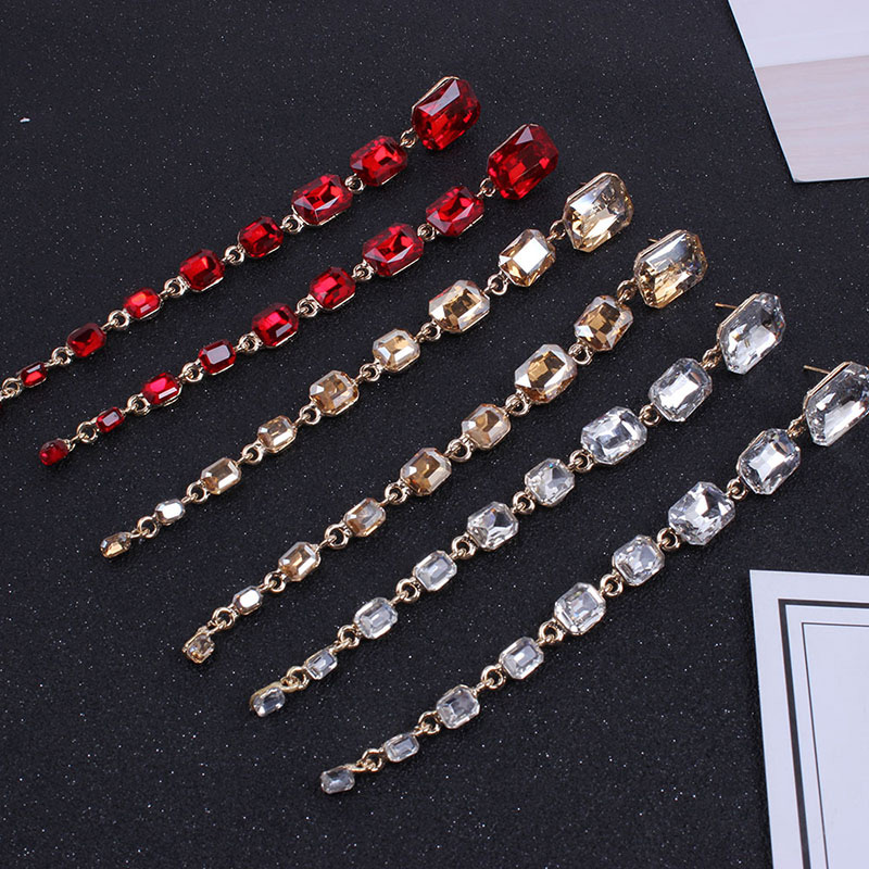 Fashion White Diamond Decorated Tassel Earrings,Drop Earrings