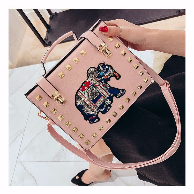 Fashion Pink Elephant Pattern Decorated Handbag,Handbags