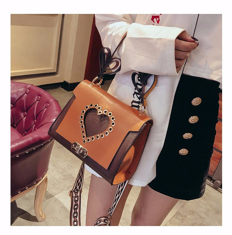 Fashion Brown Heart Shape Decorated Bag,Handbags