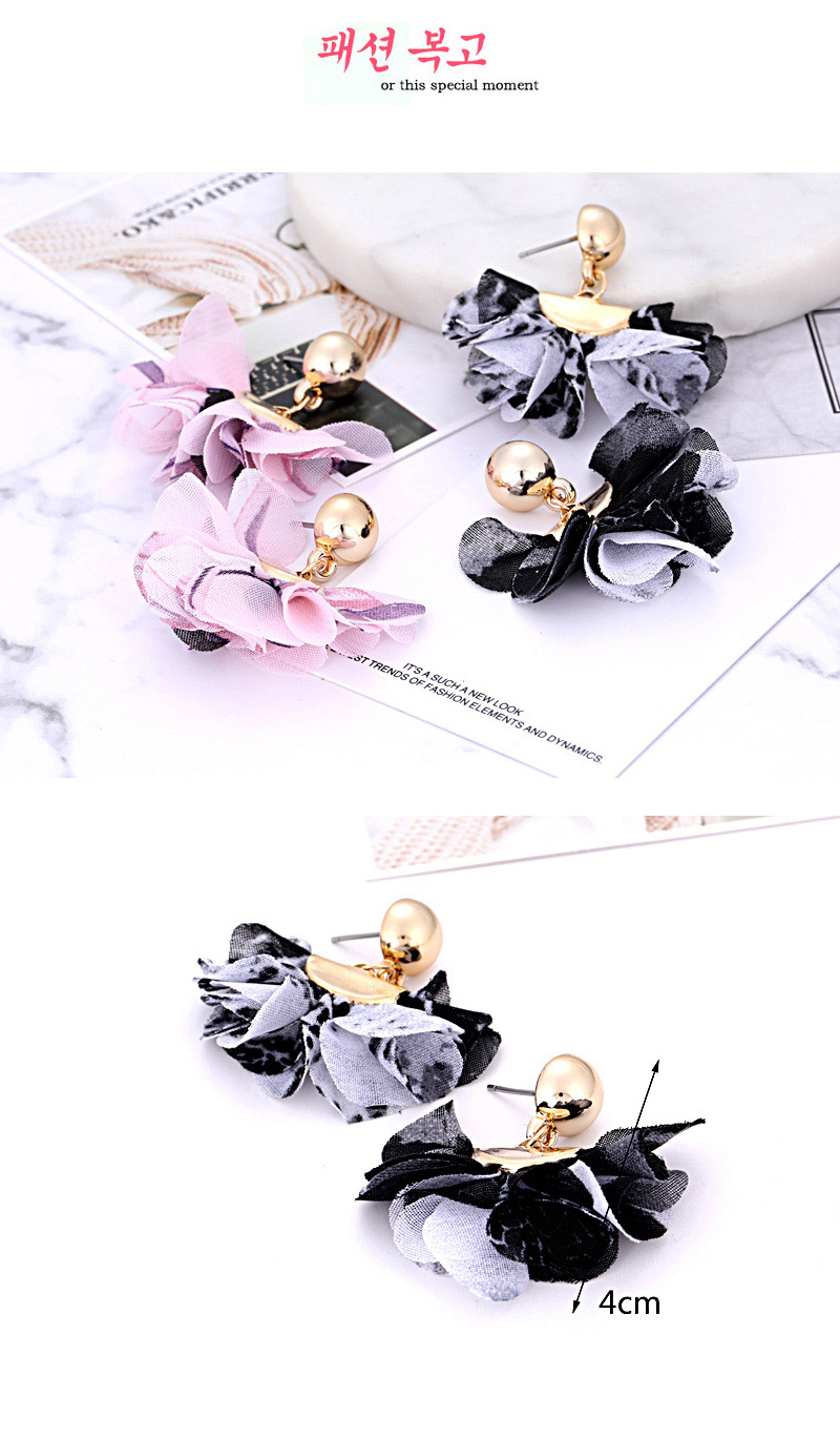 Fashion Black+white Sector Shape Design Flower Earrings,Drop Earrings
