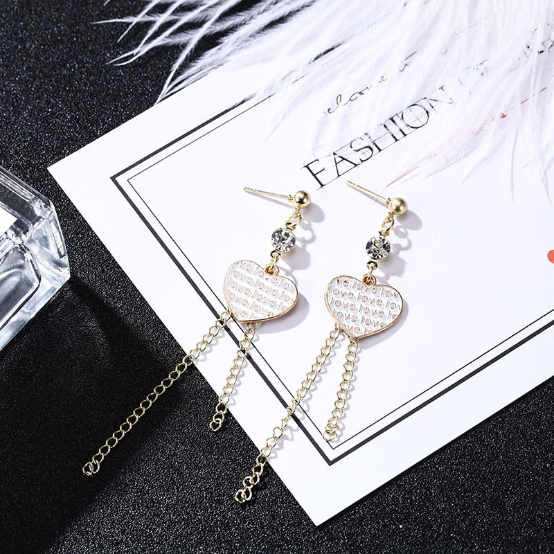 Fashion White Latter Pattern Decorated Heart Earrings,Drop Earrings