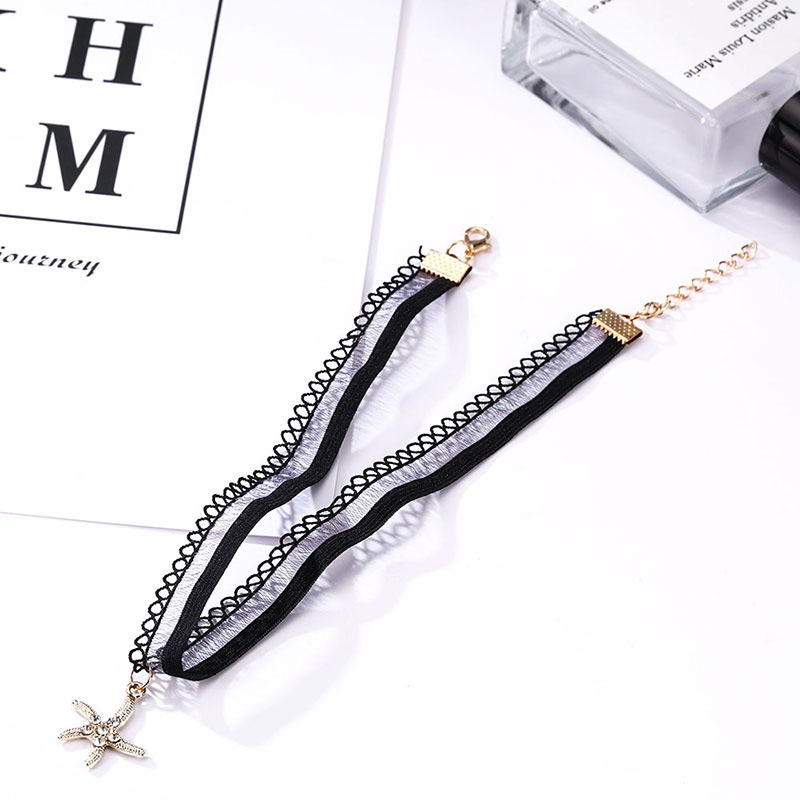 Fashion Balck Starfish Shape Decorated Necklace,Pendants